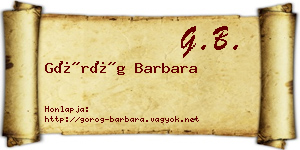 Görög Barbara névjegykártya
